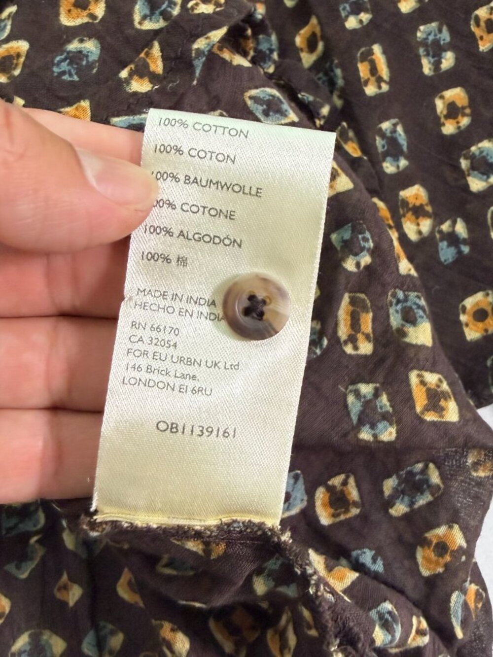 Anthropologie Brown Sheer Blouse Size Large Boho Print Button Front Flowy Top - Picture 5 of 10